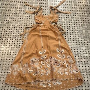 Elegant Tan Embroidered Dress